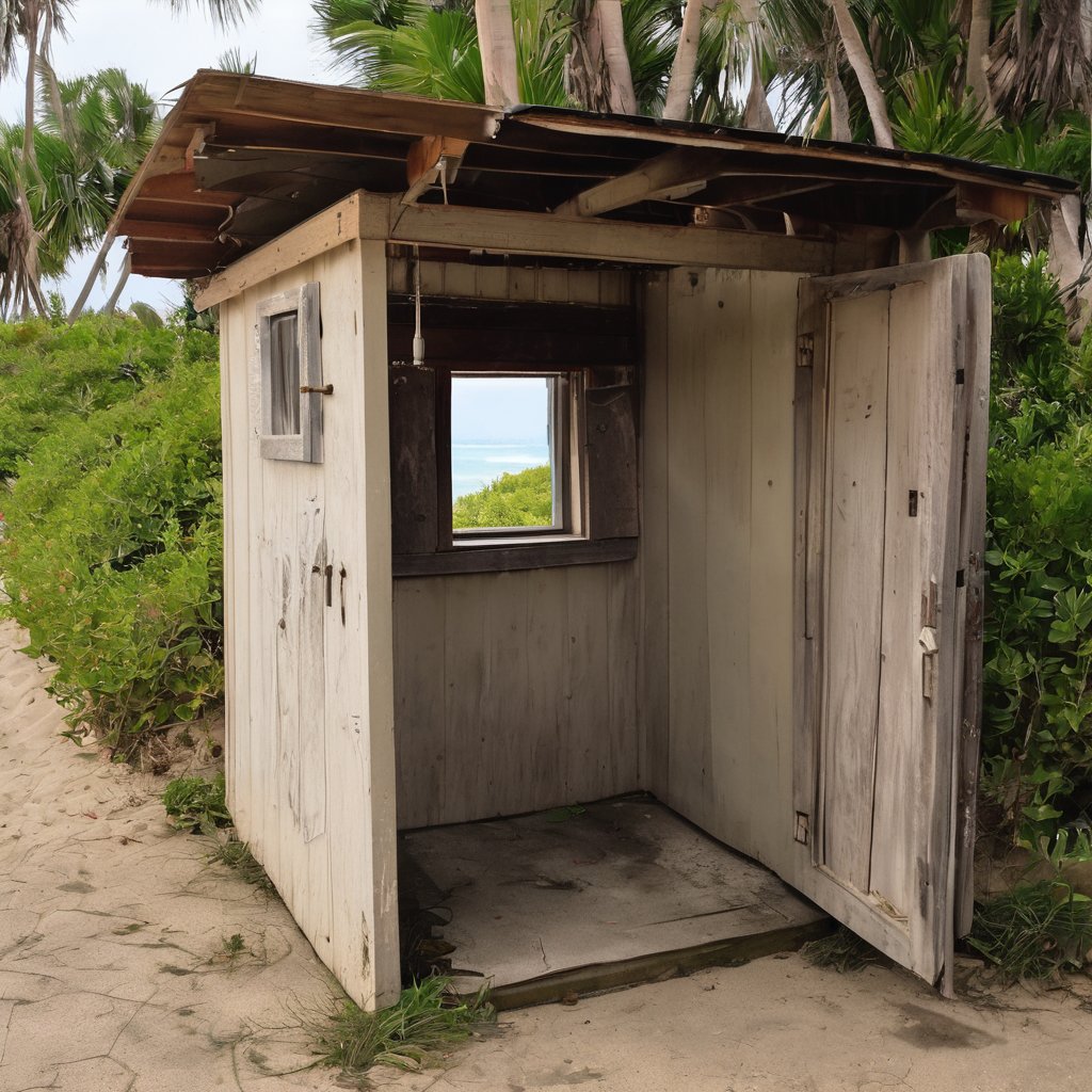 La salle de bain de plage exposée