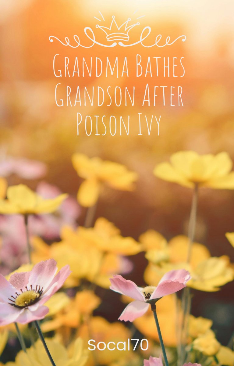 Grand-mère baigne le petit-fils après Poison Ivy